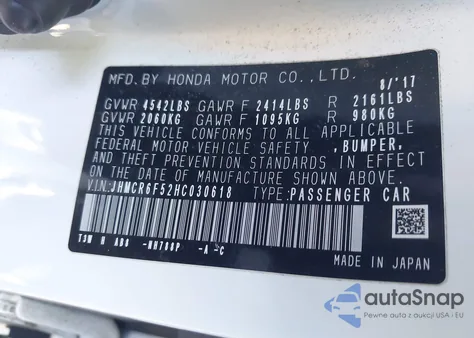 2017 Honda Accord Hybrid Ex-L z USA, uszkodzony, nr VIN JHMCR6F52HC030618